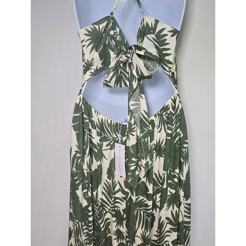 Baltic Born NWT Womens Olive Green Tropical Halter, Open Back Maxi Dress; Med - Picture 10 of 12
